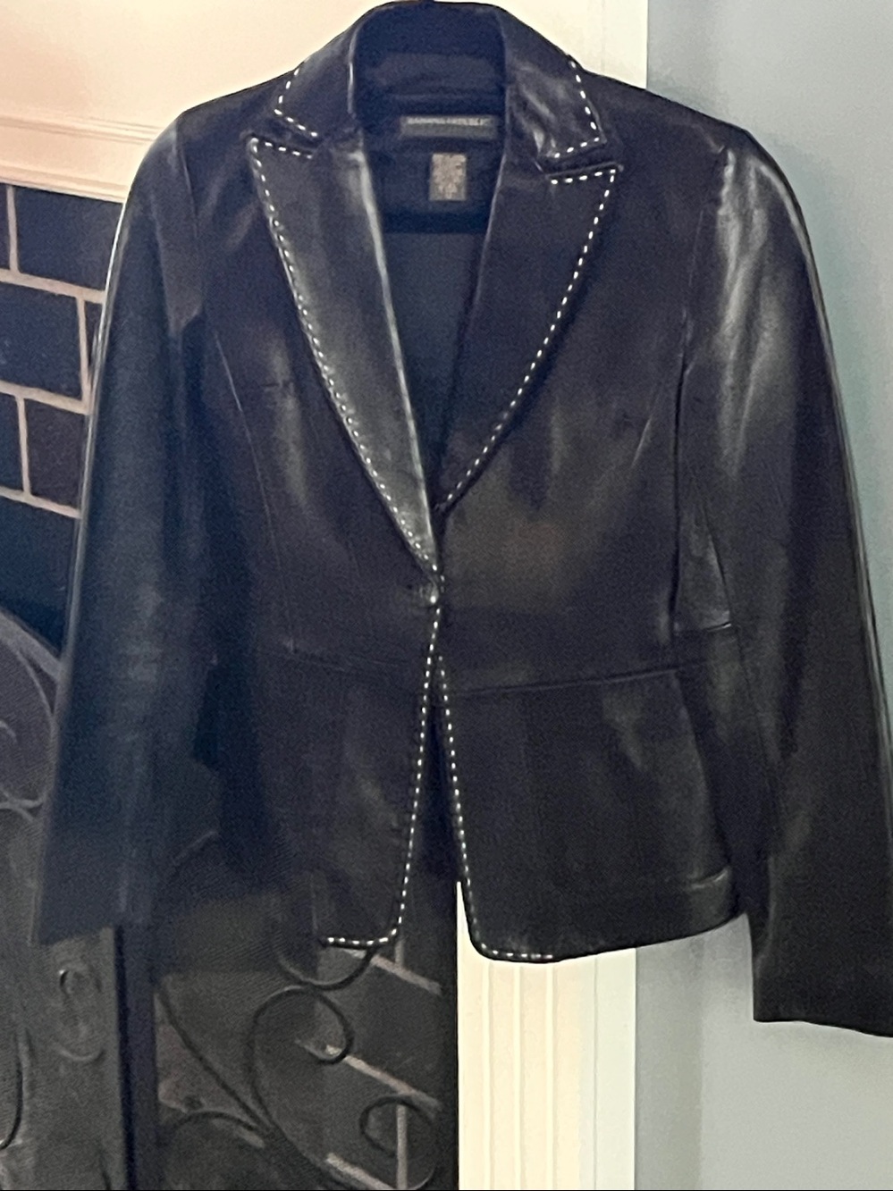 Banana Republic Leather Stitch Detail Moto Blazer/Jacket fit XS